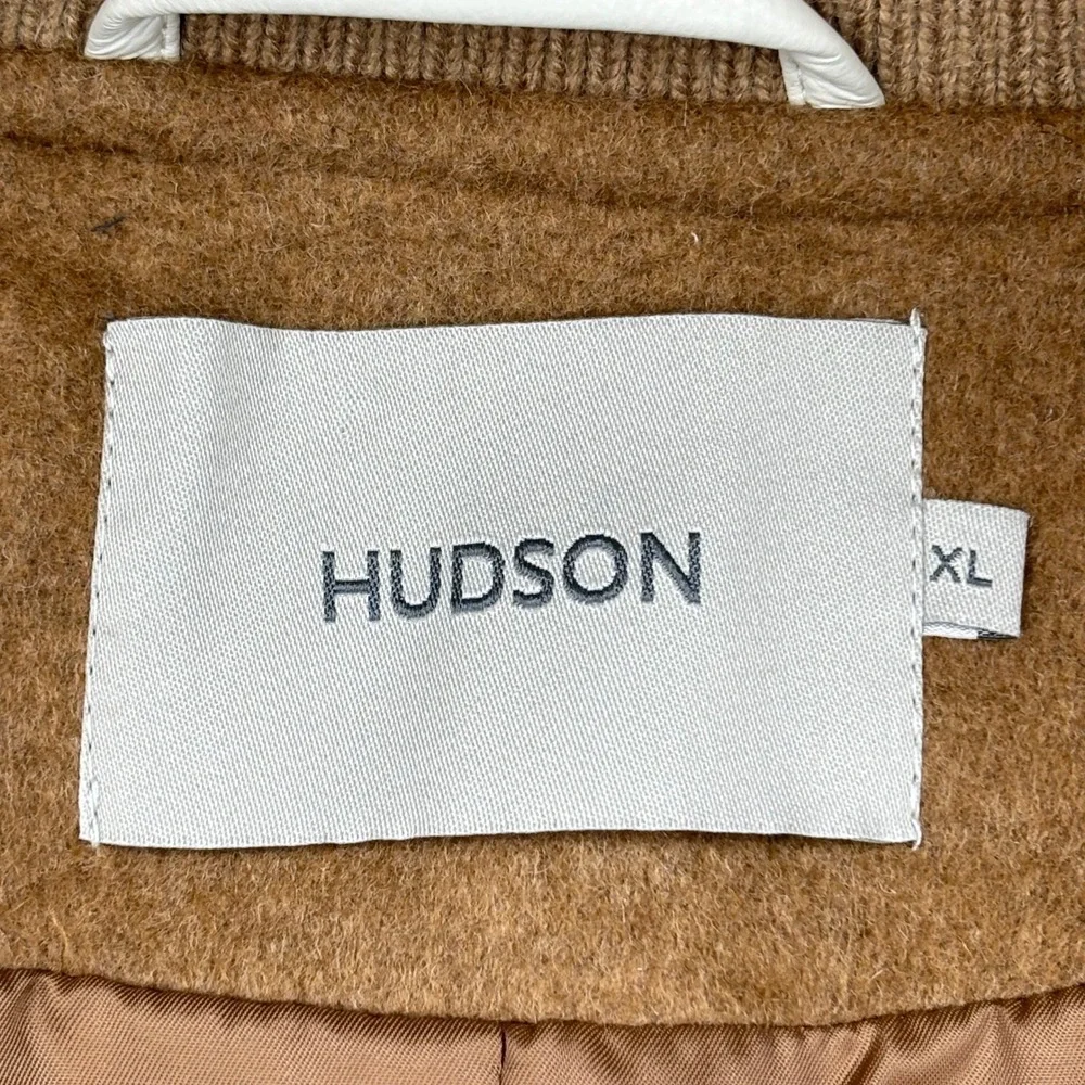 Hudson Mens XL Camel Tan Wool Blend Faux Leather Varsity Bomber Jacket HM-110F4